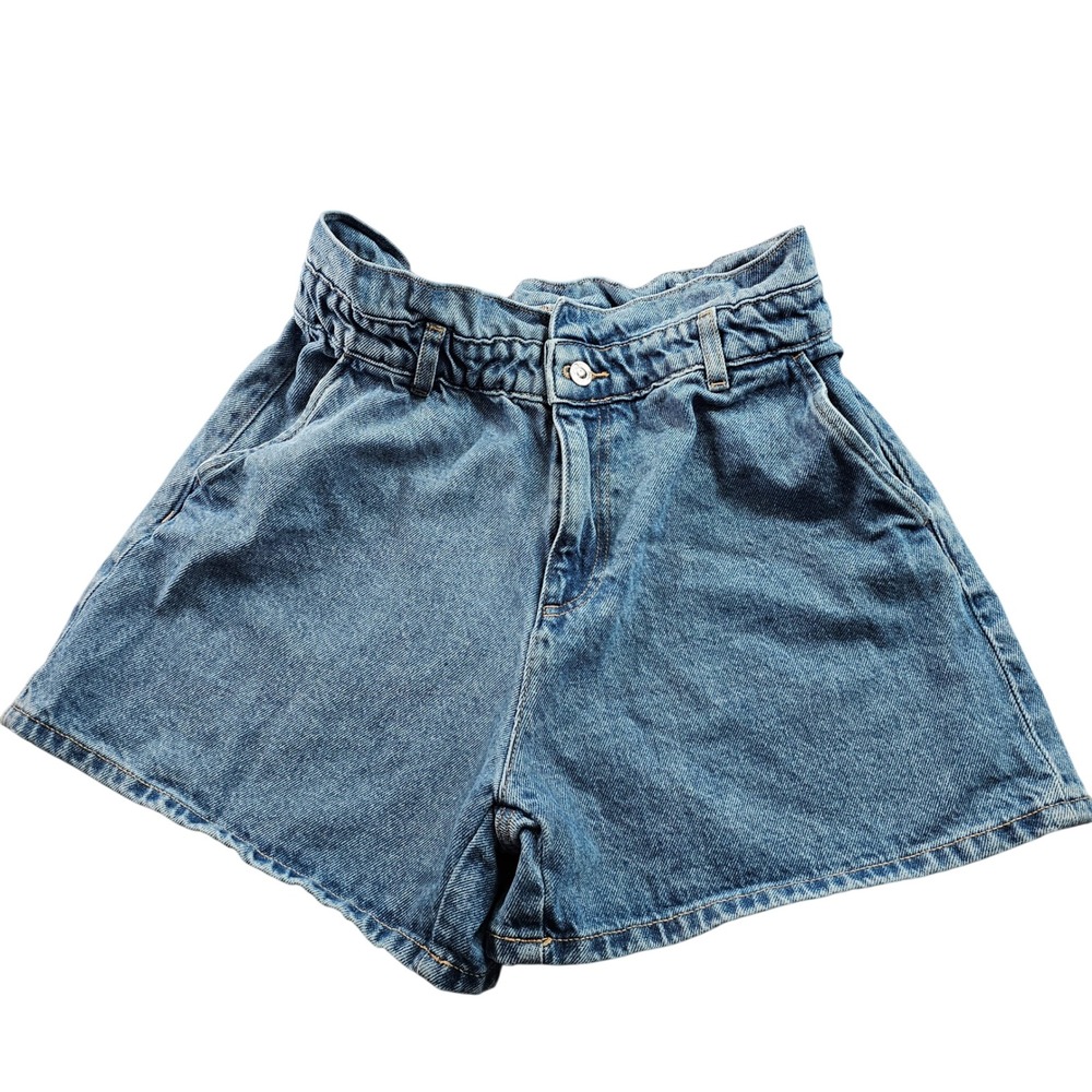 Zara Blue Denim High-Waist Jean Shorts